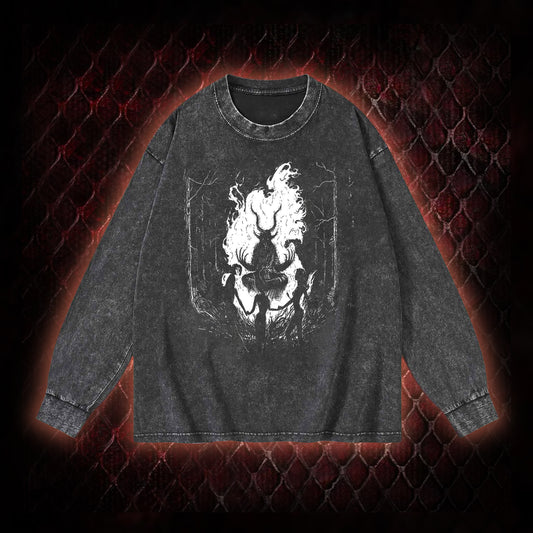 Gothic Forest Ritual Graphic Vintage-Sweatshirt  - Dark Aesthetic Essential for Casual & Themed Wear