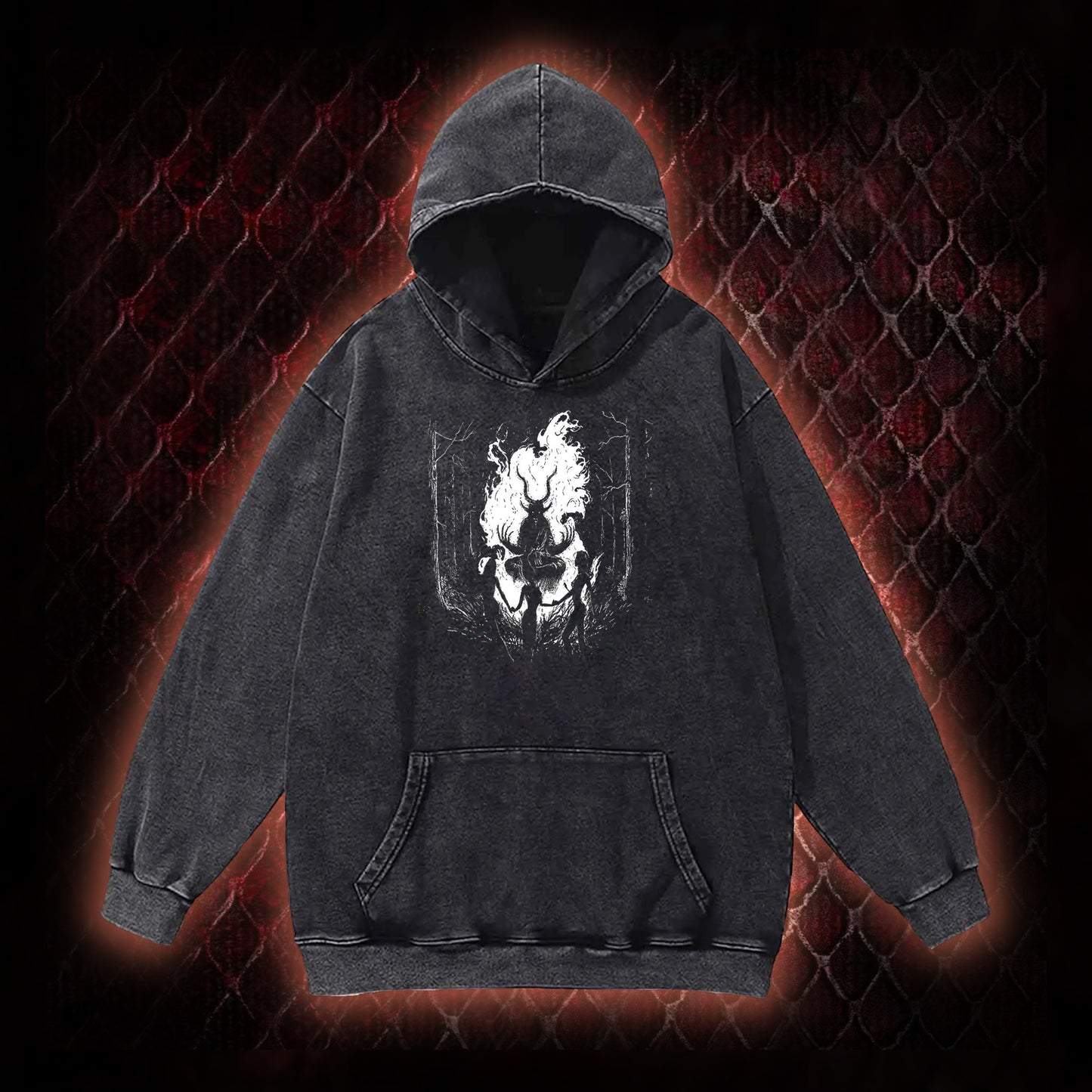 Gothic Forest Ritual Graphic Vintage-Hoodie - Dark Aesthetic Essential for Casual & Themed Wear