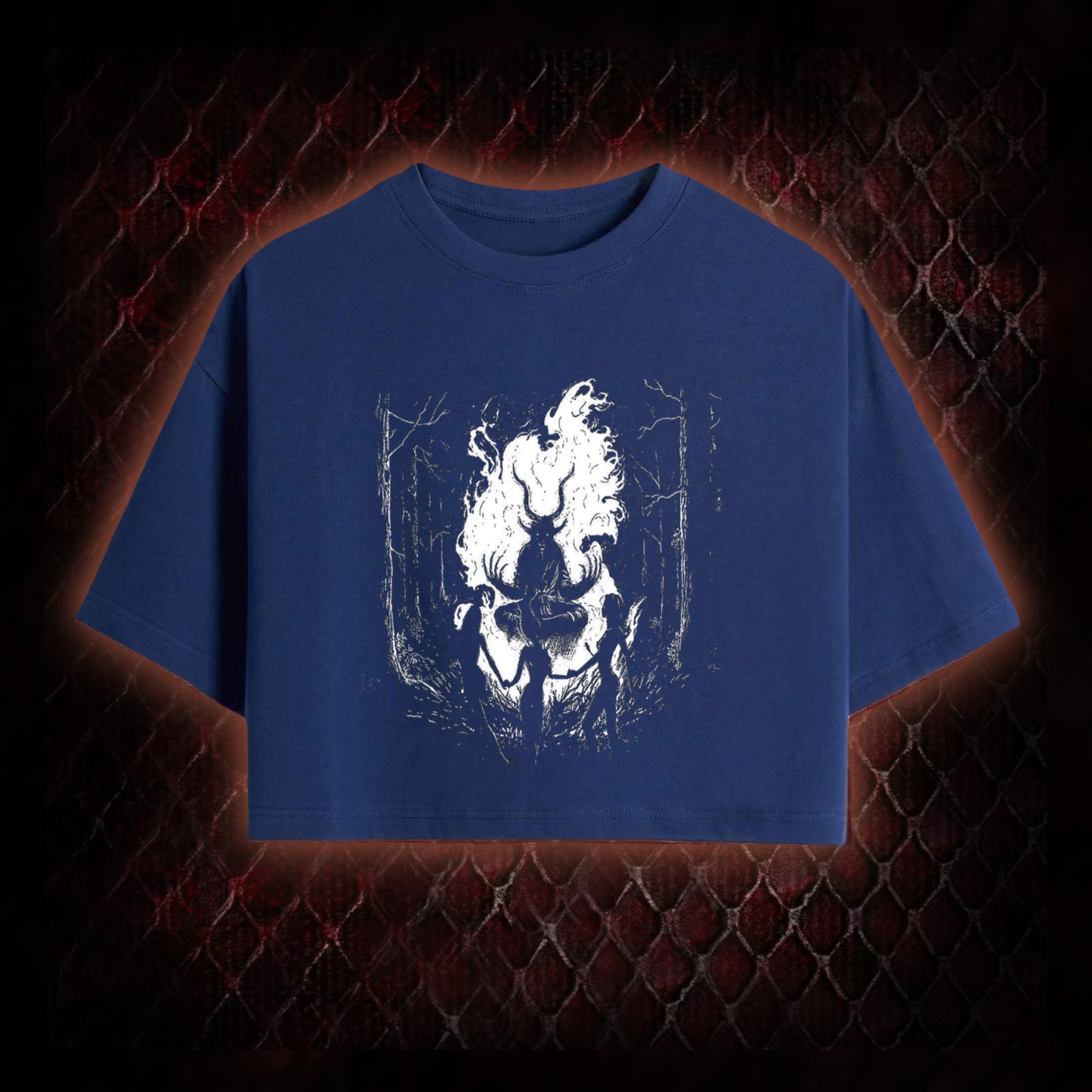 Gothic Forest Ritual Graphic Cropped T-shirt  - Dark Aesthetic Essential for Casual & Themed Wear