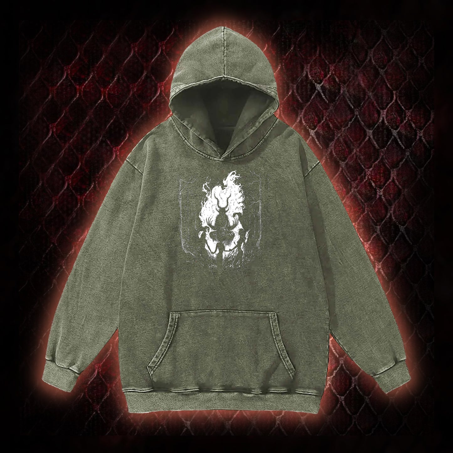 Gothic Forest Ritual Graphic Vintage-Hoodie - Dark Aesthetic Essential for Casual & Themed Wear