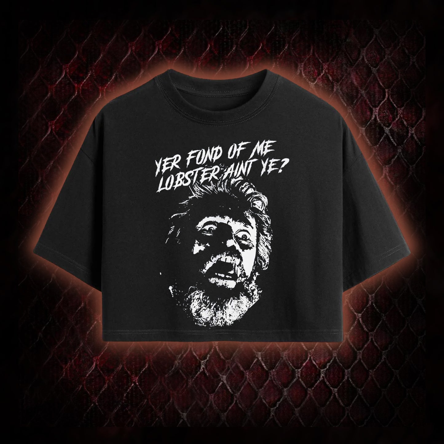 One Flew Over the Cuckoo's Nest 'Yer Fond of Me Lobster' Classic Film Quote Graphic Cropped T-shirt  - Cult Cinema Tribute Piece