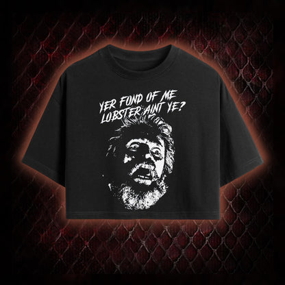 One Flew Over the Cuckoo's Nest 'Yer Fond of Me Lobster' Classic Film Quote Graphic Cropped T-shirt  - Cult Cinema Tribute Piece