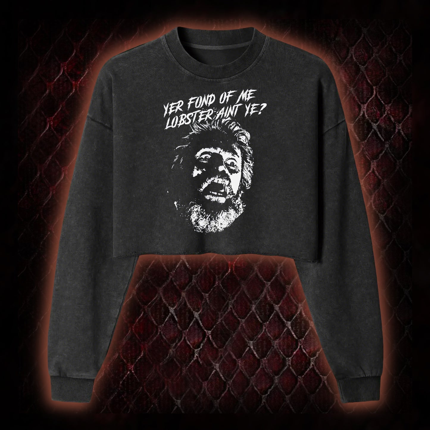 One Flew Over the Cuckoo's Nest 'Yer Fond of Me Lobster' Classic Film Quote Graphic Cropped Long-Sleeved  - Cult Cinema Tribute Piece