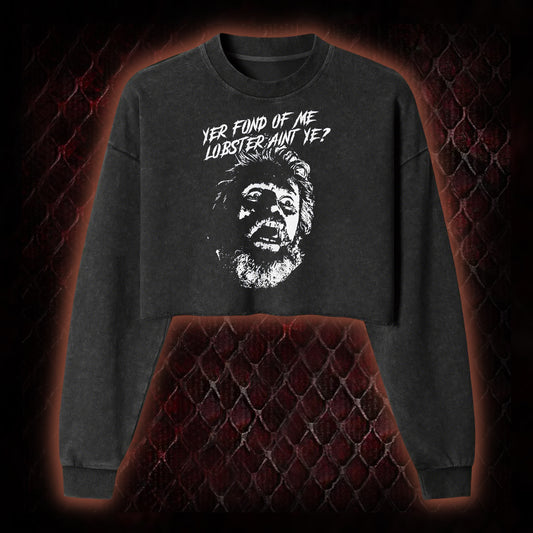 One Flew Over the Cuckoo's Nest 'Yer Fond of Me Lobster' Classic Film Quote Graphic Cropped Long-Sleeved  - Cult Cinema Tribute Piece