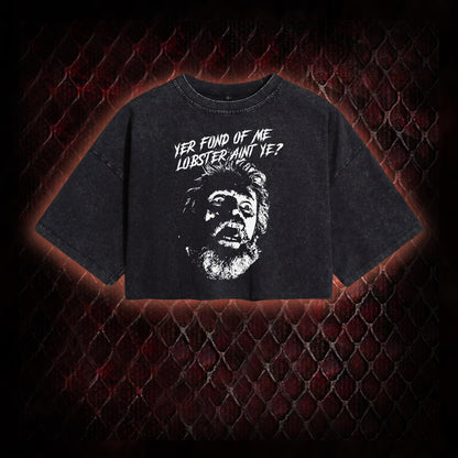 One Flew Over the Cuckoo's Nest 'Yer Fond of Me Lobster' Classic Film Quote Graphic Vintage-Cropped T-shirt  - Cult Cinema Tribute Piece