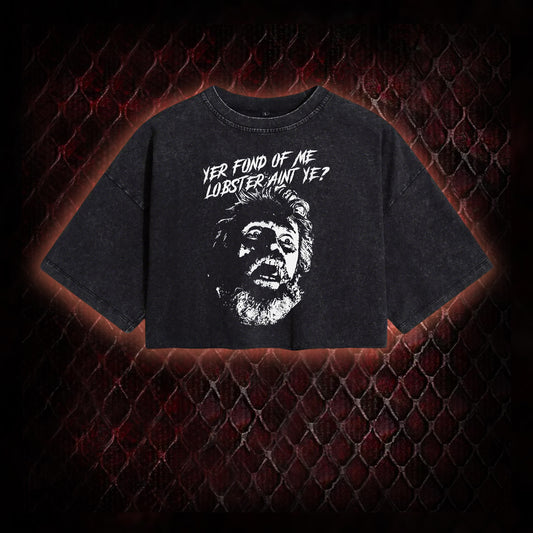 One Flew Over the Cuckoo's Nest 'Yer Fond of Me Lobster' Classic Film Quote Graphic Vintage-Cropped T-shirt  - Cult Cinema Tribute Piece