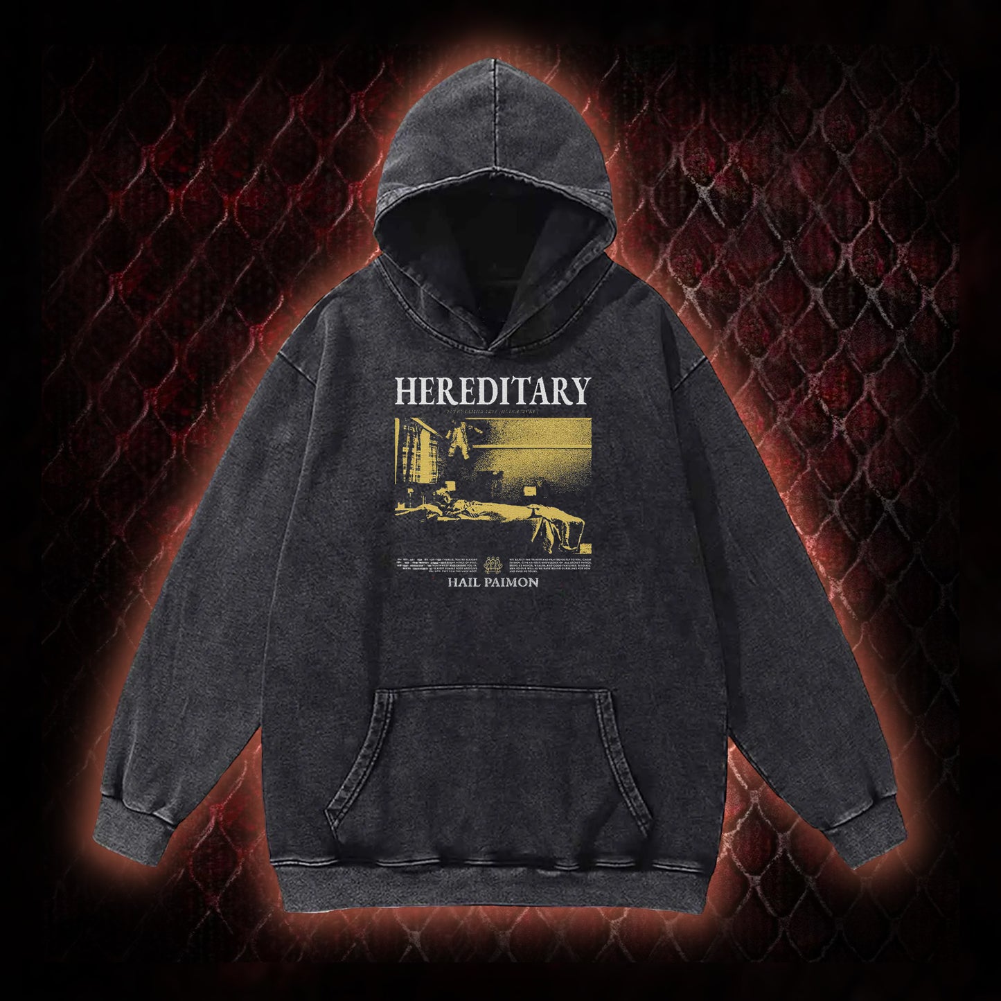 Hereditary 'Hail Paimon' Psychological Horror Graphic Vintage-Hoodie - Modern Cult Horror Tribute Piece