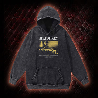 Hereditary 'Hail Paimon' Psychological Horror Graphic Vintage-Hoodie - Modern Cult Horror Tribute Piece