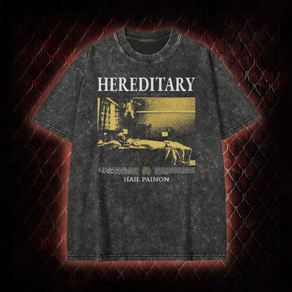 Hereditary 'Hail Paimon' Psychological Horror Graphic Vintage-T-Shirt - Modern Cult Horror Tribute Piece