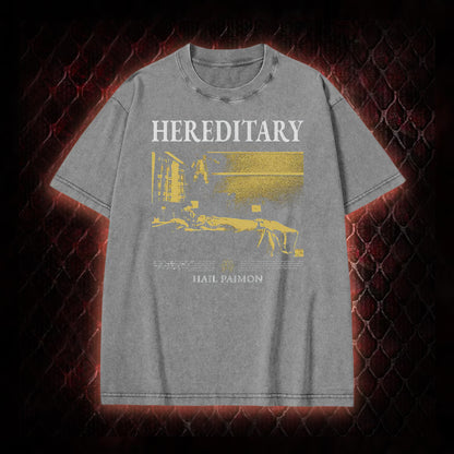 Hereditary 'Hail Paimon' Psychological Horror Graphic Vintage-T-Shirt - Modern Cult Horror Tribute Piece