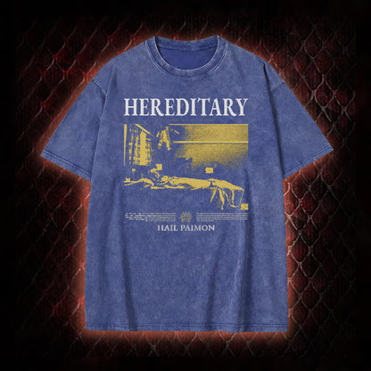 Hereditary 'Hail Paimon' Psychological Horror Graphic Vintage-T-Shirt - Modern Cult Horror Tribute Piece