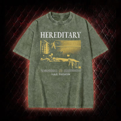 Hereditary 'Hail Paimon' Psychological Horror Graphic Vintage-T-Shirt - Modern Cult Horror Tribute Piece
