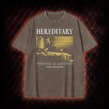 Hereditary 'Hail Paimon' Psychological Horror Graphic Vintage-T-Shirt - Modern Cult Horror Tribute Piece