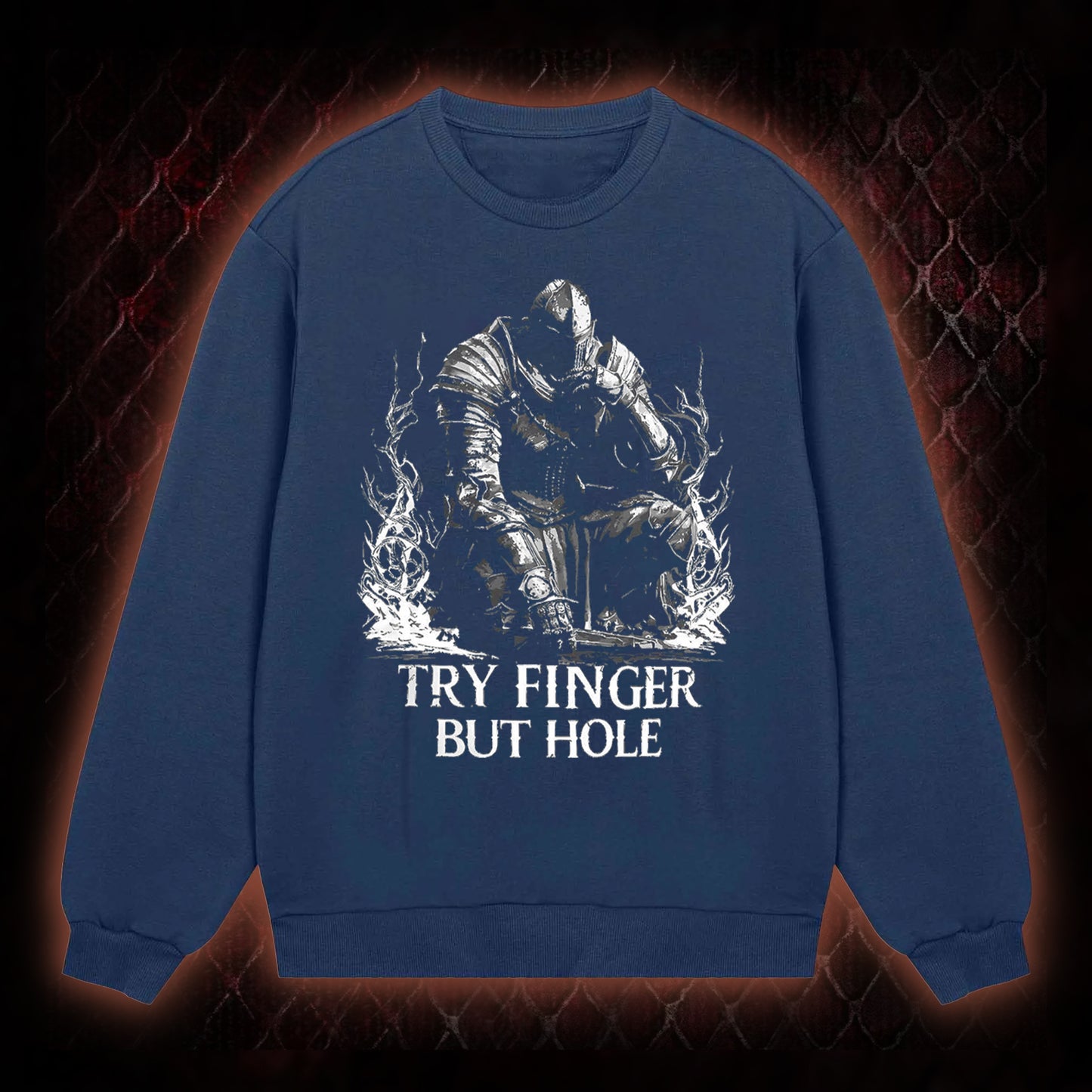 Elden Ring 'Try Finger But Hole' Fia Meme Graphic Classic-Long-Sleeved - FromSoftware RPG Fan Humor Piece