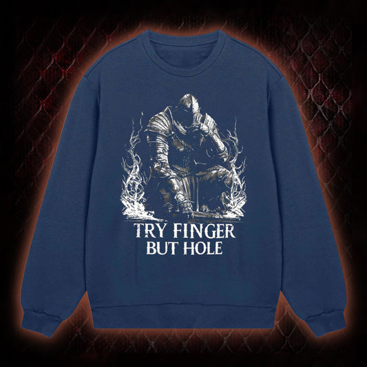 Elden Ring 'Try Finger But Hole' Fia Meme Graphic Classic-Long-Sleeved - FromSoftware RPG Fan Humor Piece