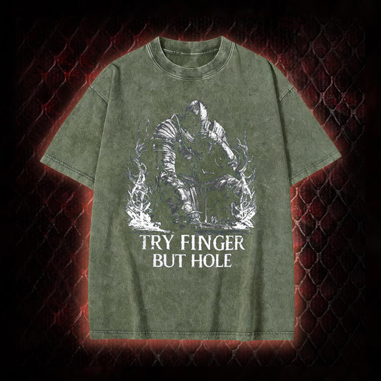 Try Finger but Hole Vintage Washed T-shirt