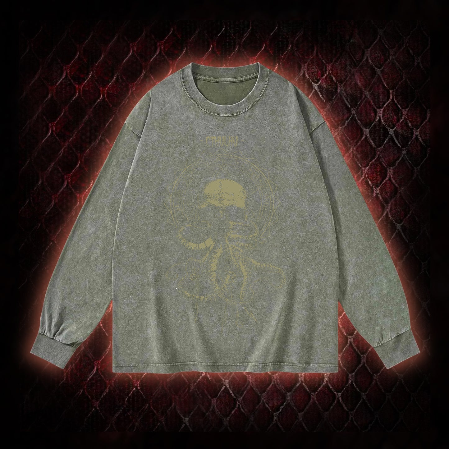 Cthulhu Mythos Skull-Tentacle Occult Washed Sweatshirt