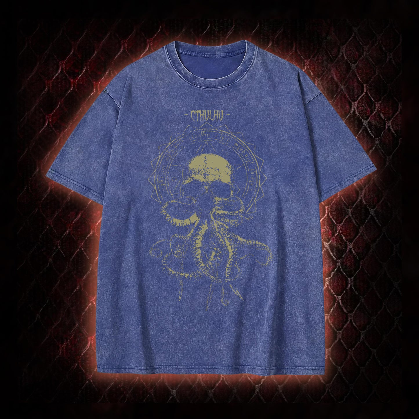 Cthulhu Mythos Skull-Tentacle Occult Vintage Washed T-shirt