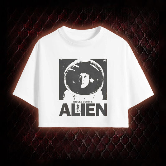 Ridley Scott's Alien Ellen Ripley Astronaut Graphic Cropped T-shirt  - Sci-Fi Horror Franchise Icon Tribute Piece