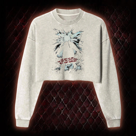 The Thing (1982) 'Wait Here For A Little While' Body Horror Graphic Cropped Long-Sleeved  - John Carpenter Sci-Fi Horror Tribute Piece