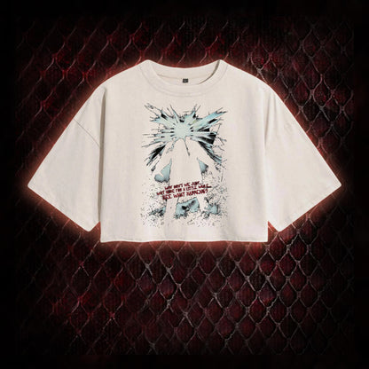 The Thing (1982) 'Wait Here For A Little While' Body Horror Graphic Vintage-Cropped T-shirt  - John Carpenter Sci-Fi Horror Tribute Piece