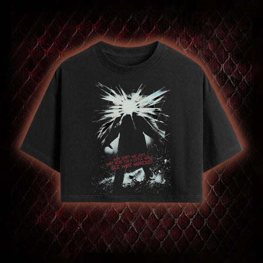 The Thing (1982) 'Wait Here For A Little While' Body Horror Graphic Cropped T-shirt  - John Carpenter Sci-Fi Horror Tribute Piece