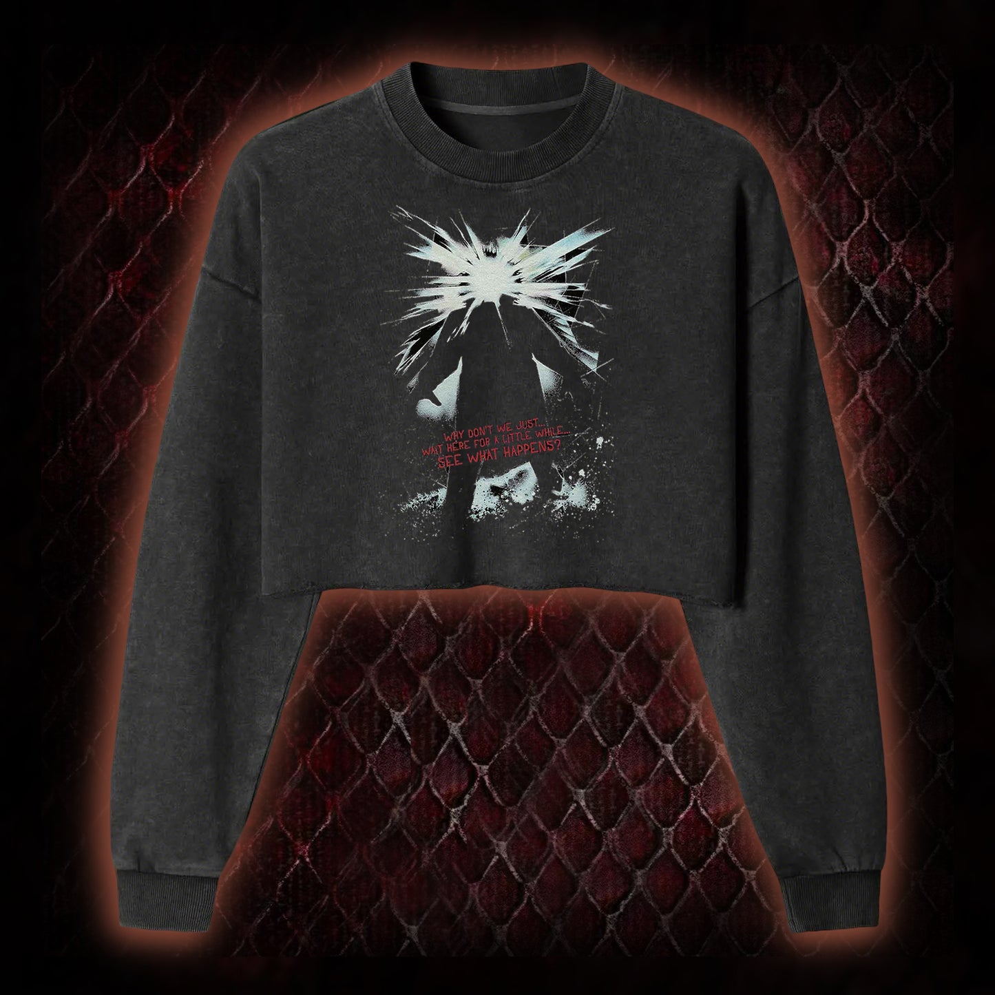 The Thing (1982) 'Wait Here For A Little While' Body Horror Graphic Cropped Long-Sleeved  - John Carpenter Sci-Fi Horror Tribute Piece