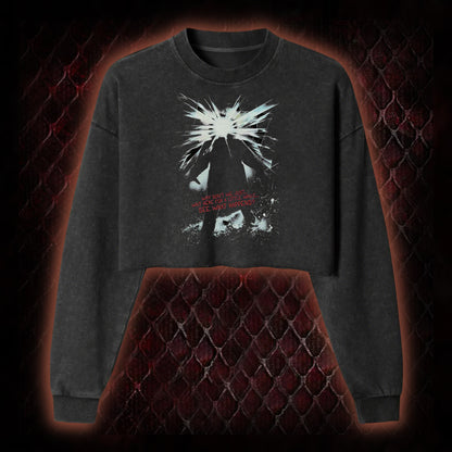 The Thing (1982) 'Wait Here For A Little While' Body Horror Graphic Cropped Long-Sleeved  - John Carpenter Sci-Fi Horror Tribute Piece