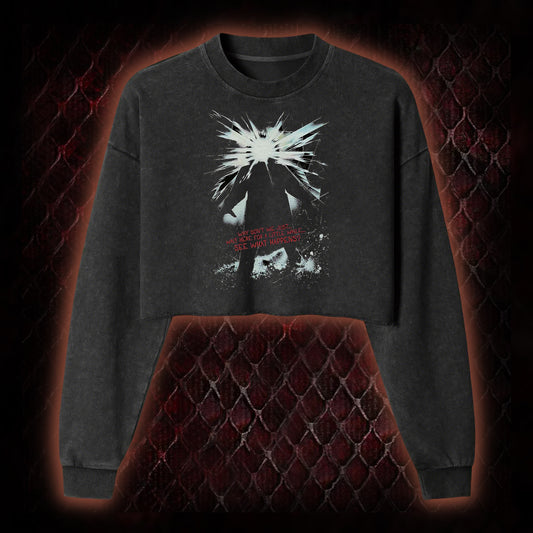 The Thing (1982) 'Wait Here For A Little While' Body Horror Graphic Cropped Long-Sleeved  - John Carpenter Sci-Fi Horror Tribute Piece