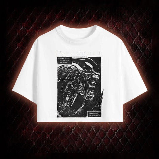 Alien 'Perfect Organism' Xenomorph Graphic Cropped T-shirt  - Sci-Fi Horror Franchise Icon Tribute Piece