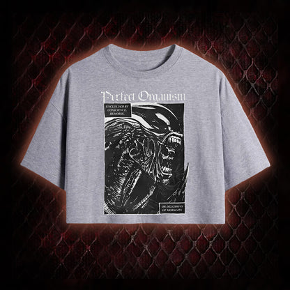 Alien 'Perfect Organism' Xenomorph Graphic Cropped T-shirt  - Sci-Fi Horror Franchise Icon Tribute Piece