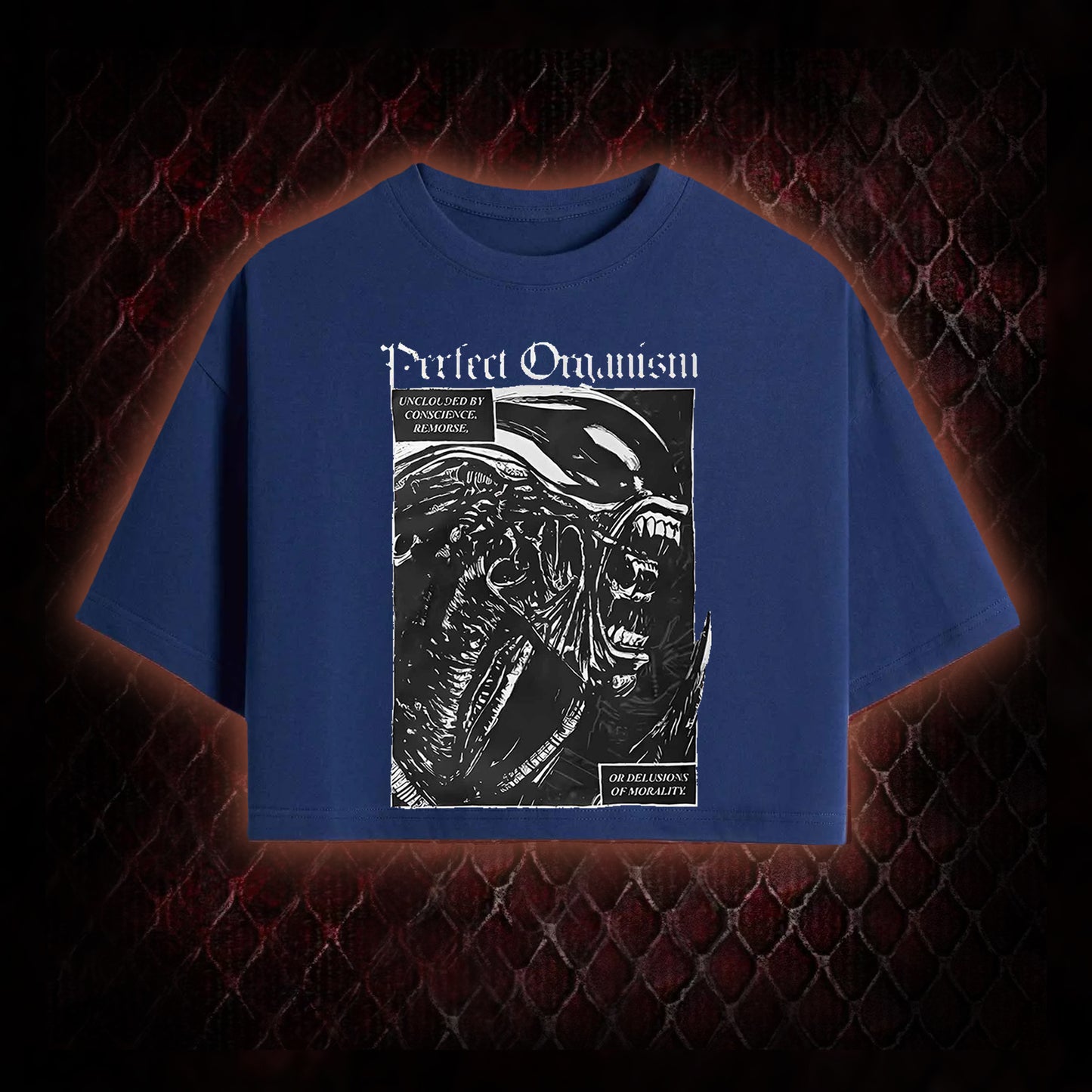 Alien 'Perfect Organism' Xenomorph Graphic Cropped T-shirt  - Sci-Fi Horror Franchise Icon Tribute Piece