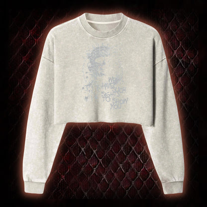 Hellraiser Pinhead 'We Have Such Sights To Show You' Graphic Cropped Long-Sleeved  - Cult Horror Icon Tribute Piece