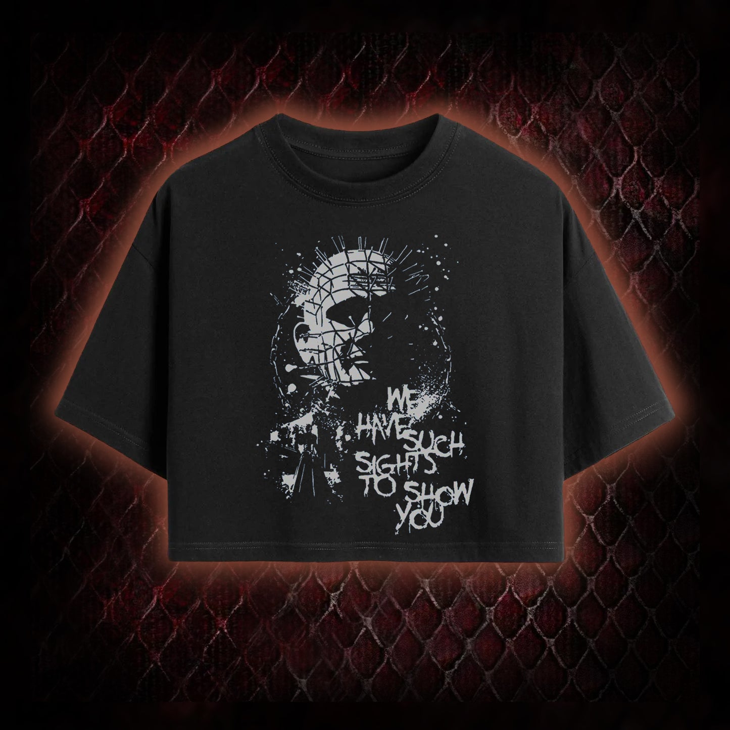 Hellraiser Pinhead 'We Have Such Sights To Show You' Graphic Cropped T-shirt  - Cult Horror Icon Tribute Piece