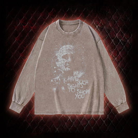 Hellraiser Pinhead 'We Have Such Sights To Show You' Graphic Vintage-Sweatshirt  - Cult Horror Icon Tribute Piece