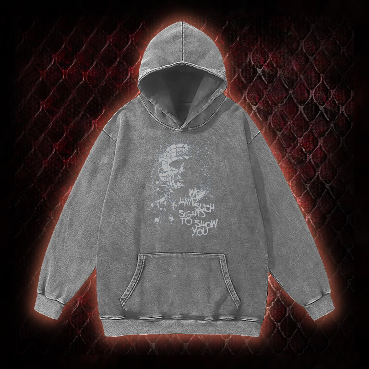 Hellraiser Pinhead 'We Have Such Sights To Show You' Graphic Vintage-Hoodie - Cult Horror Icon Tribute Piece