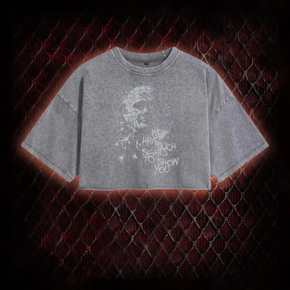 Hellraiser Pinhead 'We Have Such Sights To Show You' Graphic Vintage-Cropped T-shirt  - Cult Horror Icon Tribute Piece