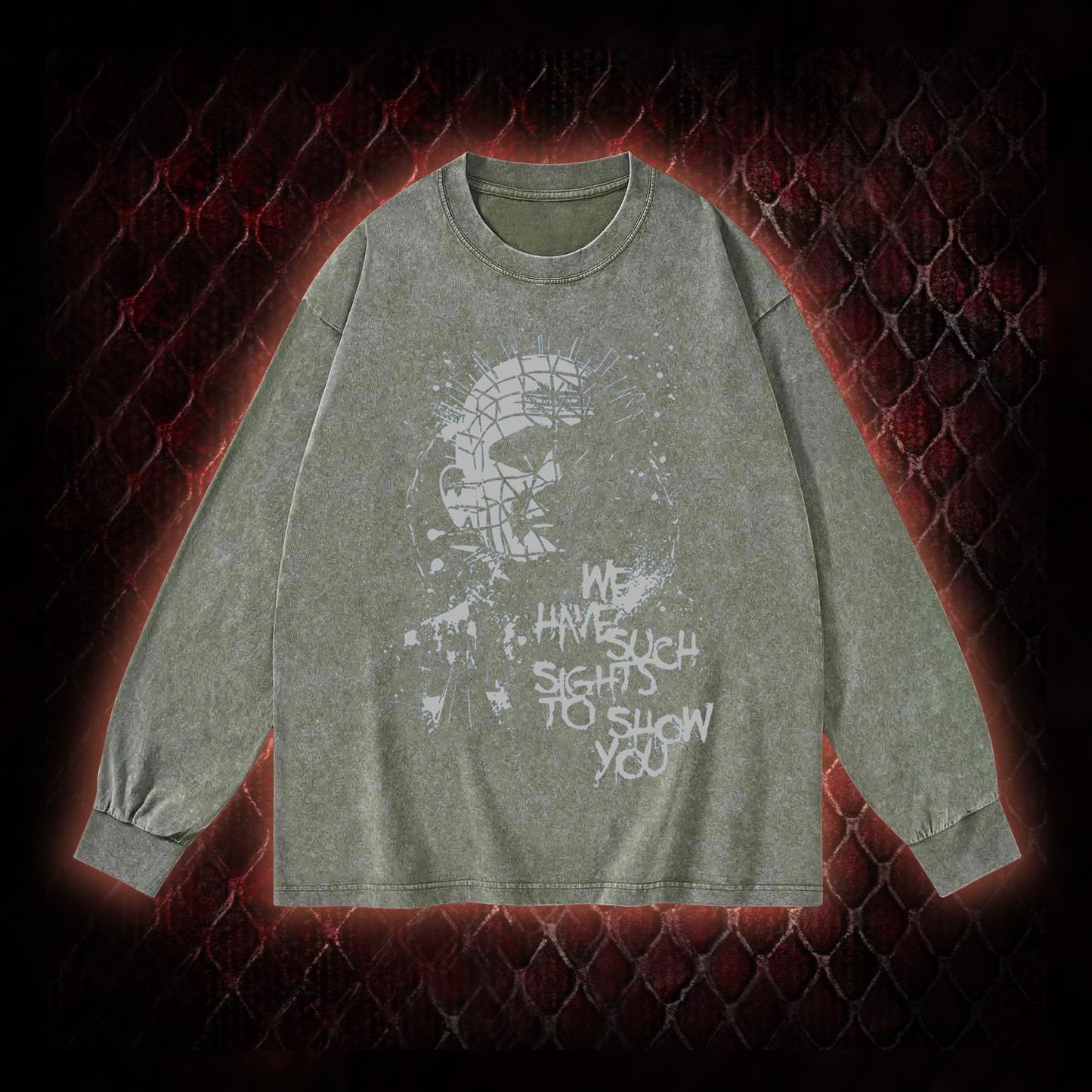 Hellraiser Pinhead 'We Have Such Sights To Show You' Graphic Vintage-Sweatshirt  - Cult Horror Icon Tribute Piece