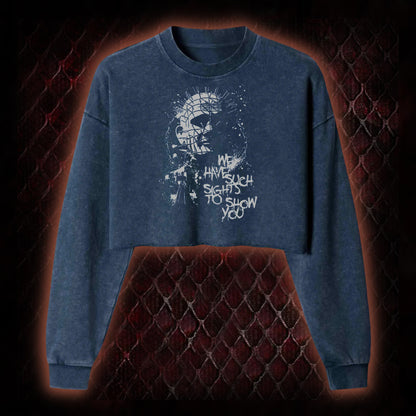 Hellraiser Pinhead 'We Have Such Sights To Show You' Graphic Cropped Long-Sleeved  - Cult Horror Icon Tribute Piece