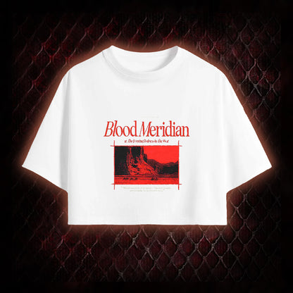 Blood Meridian (Cormac McCarthy) Dark Western Literary Graphic Cropped T-shirt  - Cult Novel Tribute Piece