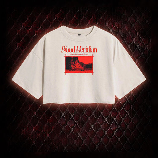 Blood Meridian Dark Literary Washed Cropped T-shirt