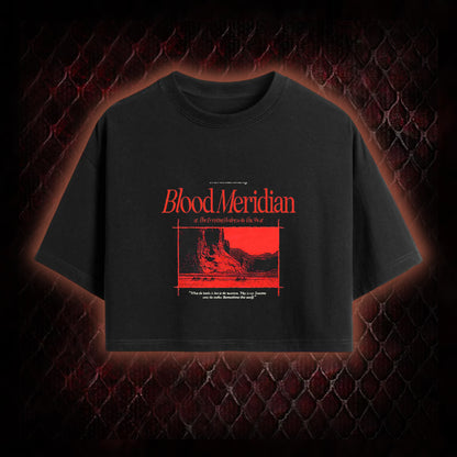 Blood Meridian (Cormac McCarthy) Dark Western Literary Graphic Cropped T-shirt  - Cult Novel Tribute Piece