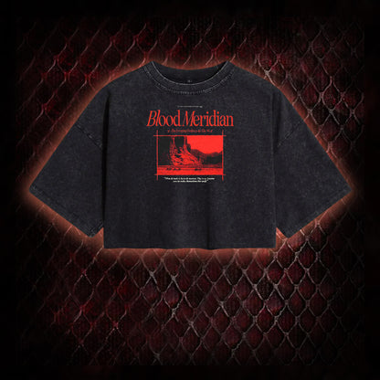 Blood Meridian Dark Literary Washed Cropped T-shirt
