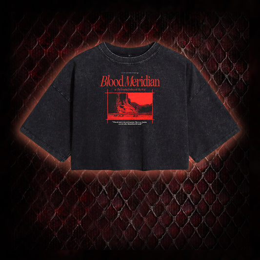 Blood Meridian Dark Literary Washed Cropped T-shirt