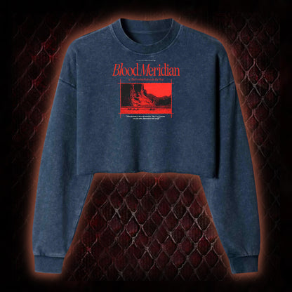 Blood Meridian Dark Literary Washed Cropped Sweatshirt