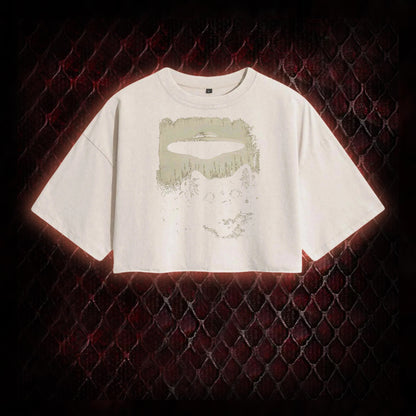UFO CAT Washed Cropped T-shirt