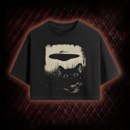 UFO CAT Washed Cropped T-shirt