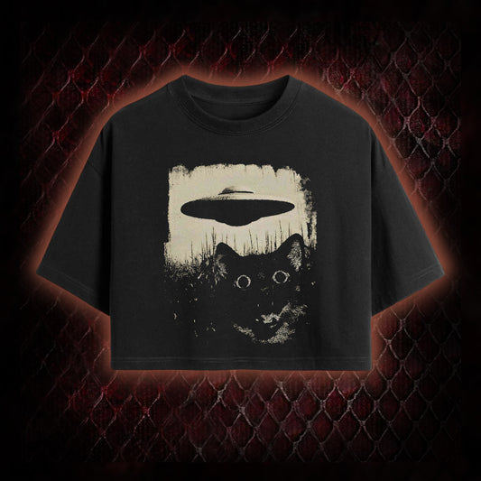 UFO CAT Washed Cropped T-shirt