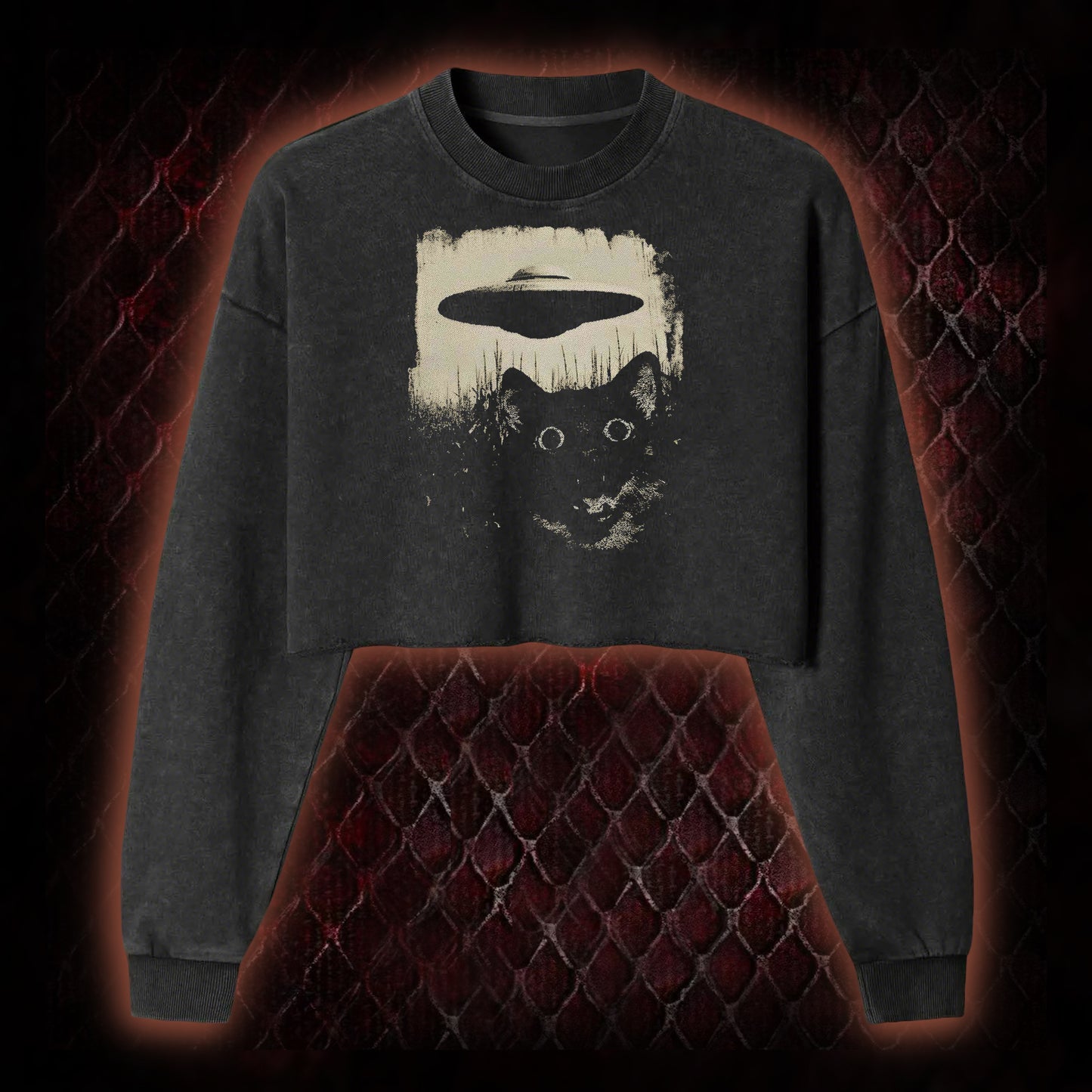 UFO CAT Washed Cropped Sweatshirt
