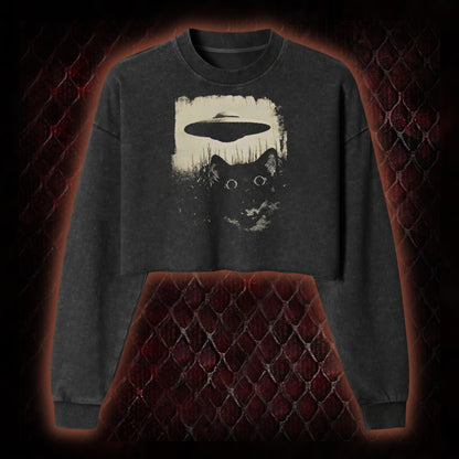 UFO CAT Washed Cropped Sweatshirt